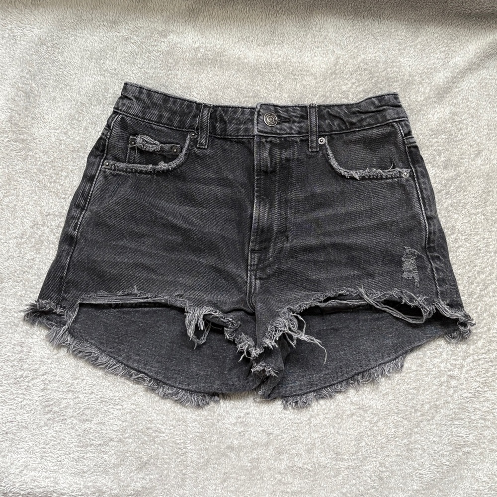 Zara Black Distressed Jean Shorts